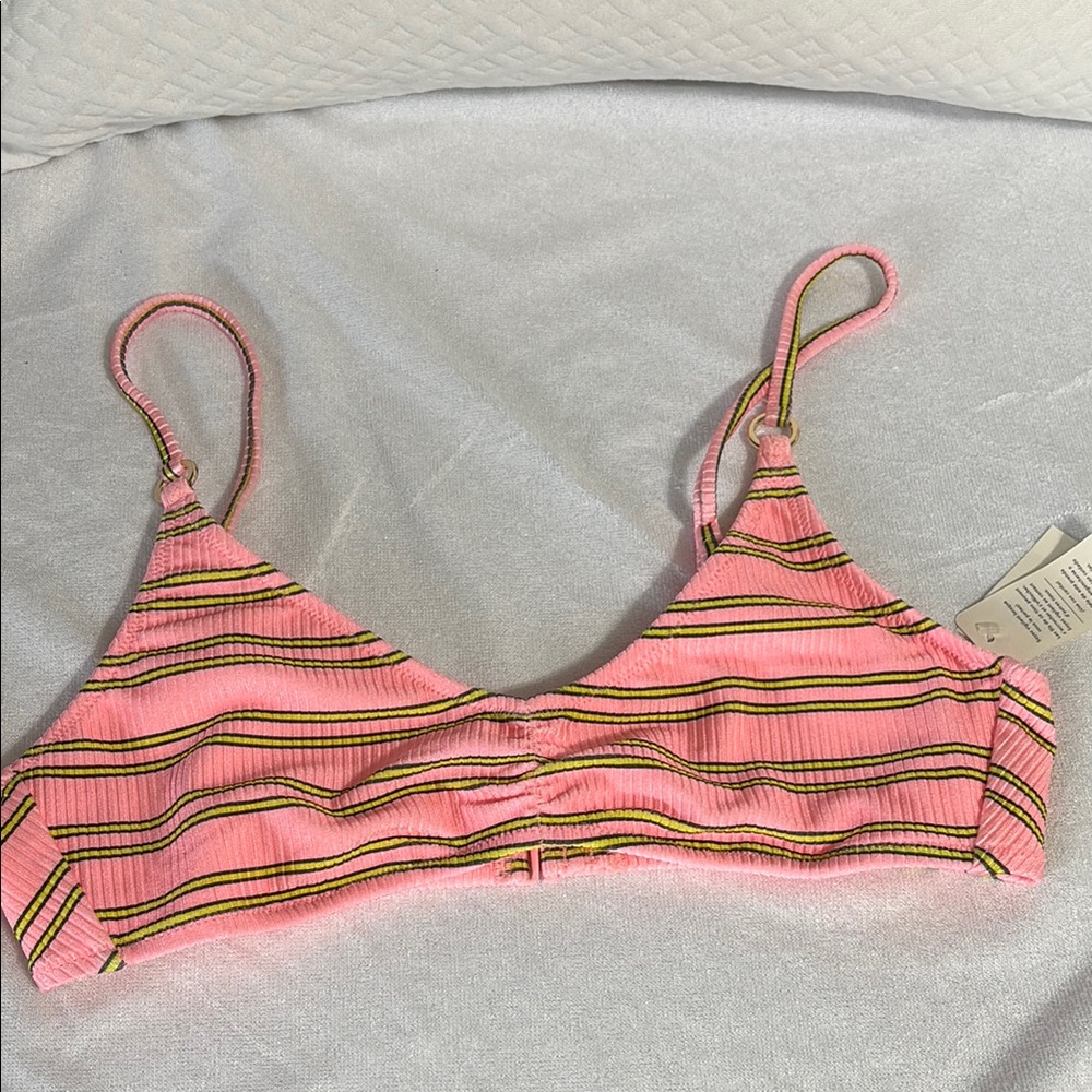 Aerie Pink Striped Bikini Top